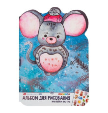 Альбом для рисования ЗХК "Цветик" "Мышка" с наклейками, 32 л., А4, на скрепке