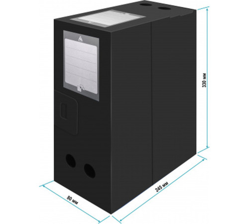 Архивный короб Бюрократ, вырубная застежка, 330x80x245 мм, 800 мкм, пластик, черная