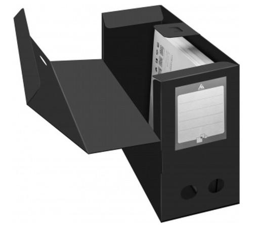 Архивный короб Бюрократ, вырубная застежка, 330x80x245 мм, 800 мкм, пластик, черная