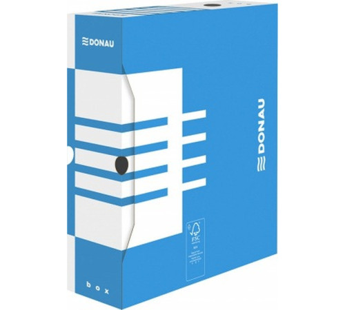 Архивный короб Donau, 100 мм, картон, белый/синий