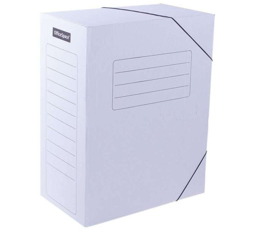 Архивный короб OfficeSpace на резинках, 235x150x325 мм, микрогофрокартон, белый
