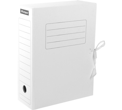 Архивный короб OfficeSpace на завязках, 235x100x325 мм, микрогофрокартон, белый