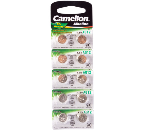 Батарейка CAMELION AG12-BP10, 10 шт. в блистере