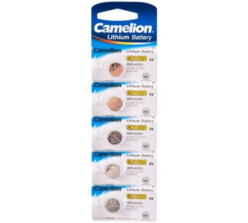 Батарейка, CAMELION CR1220-BP5 Lithium Battery, СR1220 3V, 220mAh, 5 шт в блистере