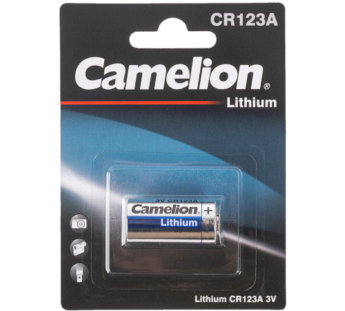 Батарейка CAMELION CR123A-BP1, 3V 1шт/блистере