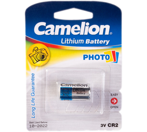 Батарейка CAMELION CR2-BP1, 3V 1шт/блистере, Lithium Серебристый