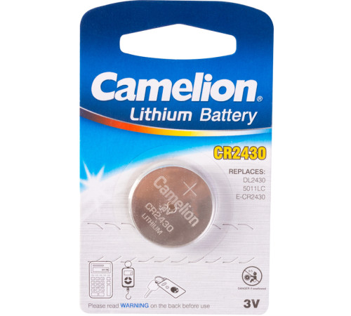 Батарейка CAMELION CR2430-BP1, 3V 1шт/блистере