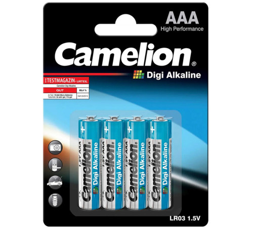 Батарейка CAMELION Digi Alkaline, AAA, 1.5V, 4 шт в блистере