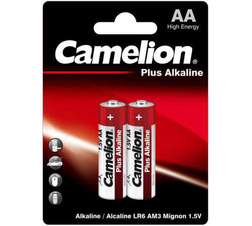 Батарейка CAMELION Plus Alkaline, AA, 1.5V, 2 шт в блистере
