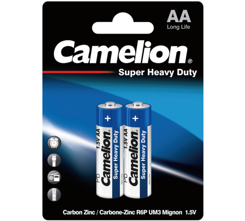 Батарейка CAMELION Super Heavy Duty, AA, 1.5V, 2 шт в блистере