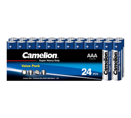 Батарейка CAMELION Super Heavy Duty, AAA, 1.5V, 24 шт в плёнке