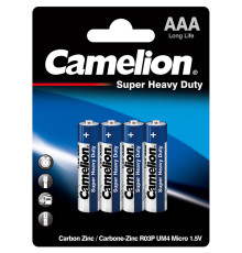 Батарейка CAMELION Super Heavy Duty, AAA, 1.5V, 4 шт в блистере