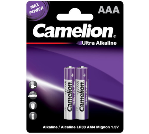 Батарейка CAMELION Ultra Alkaline, AAA, 1.5V, 2 шт в блистере