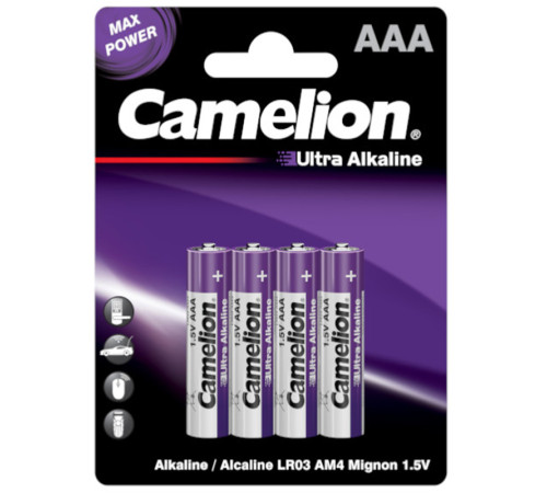 Батарейка CAMELION Ultra Alkaline, AAA, 1.5V, 4 шт в блистере