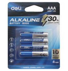 Батарейки DELI Alkaline, LR03, 1.5V, AAA, 4 штуки в блистере