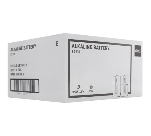 Батарейки DELI Alkaline, LR20, 1.5V, D, 2 штуки в блистере