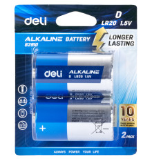 Батарейки DELI Alkaline, LR20, 1.5V, D, 2 штуки в блистере