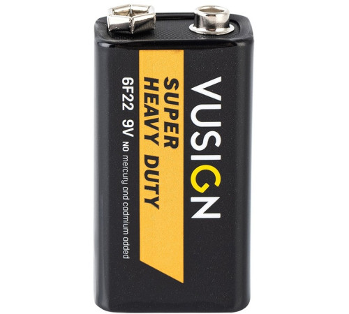 Батарейки DELI "VUSIGN" Super Heavy Duty, 6F22, 9V, крона, 1 штука в блистере