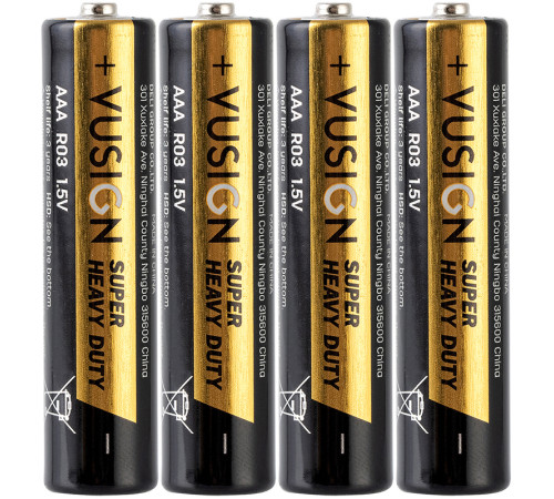 Батарейки DELI "VUSIGN" Super Heavy Duty, R03, 1.5V, AAA, 4 шт/упак
