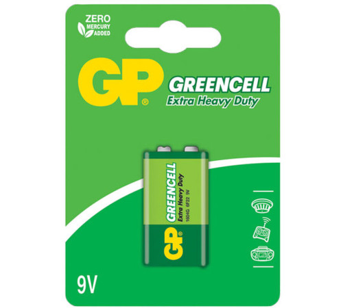 Батарейки GP "Greencell" 1604G, крона, 1шт/уп