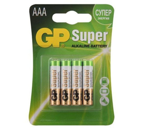 Батарейки GP "Super" ААA (мизинчиковые) в блистере, 4 шт/упак