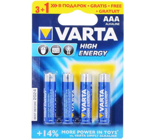 Батарейки VARTA "High Energy" ААА (мизинчиковые) 4 шт/упак