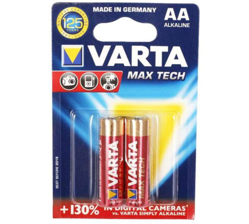 Батарейки VARTA "Max Tech" АА (пальчиковые) 2 шт/упак