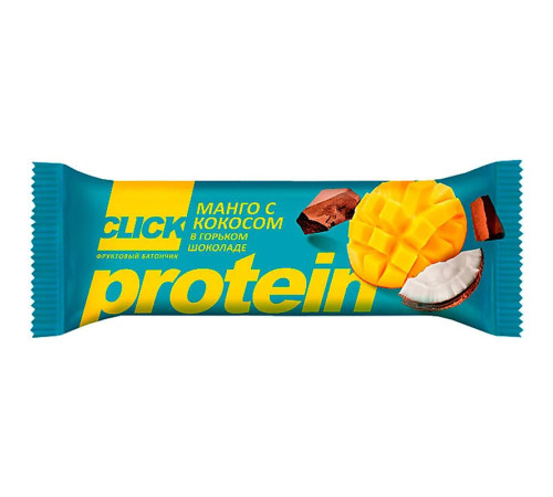 Батончик фруктовый «Click», манго и протеин, 40 г