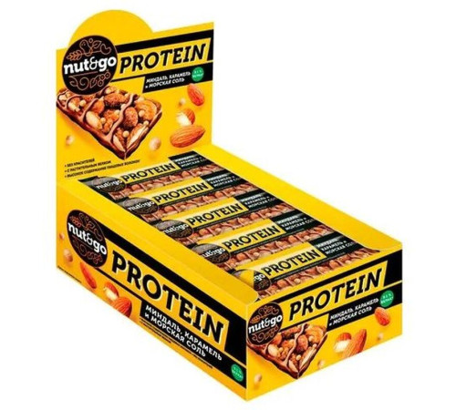 Батончик миндальный «Nut&Go» Protein с карамелью и морской солью, 40 гр.