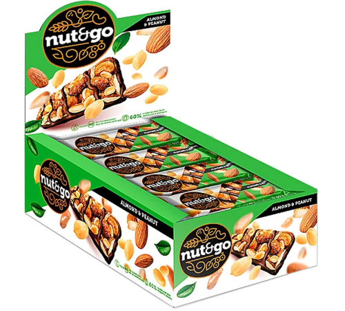 Батончик миндальный «Nut&Go», с арахисовой пастой