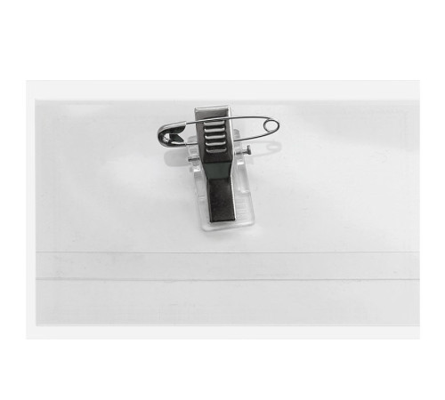 Бейдж горизонтальный BASY "Z0117", 57х90 мм, с клипсой и булавкой (размер вставки 57х90 мм)