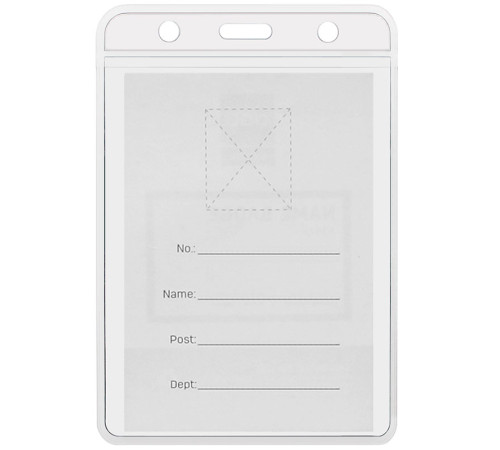 Бейдж вертикальный DELI, 80x128 мм, пластиковый без шнурка