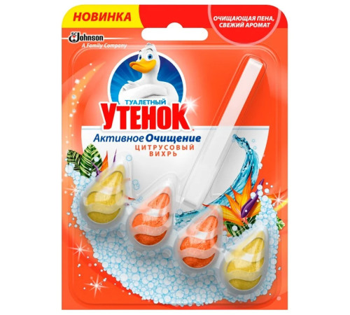 Блок гигиенический для унитаза Туалетный Утенок "Цитрусовый", 8*39 гр