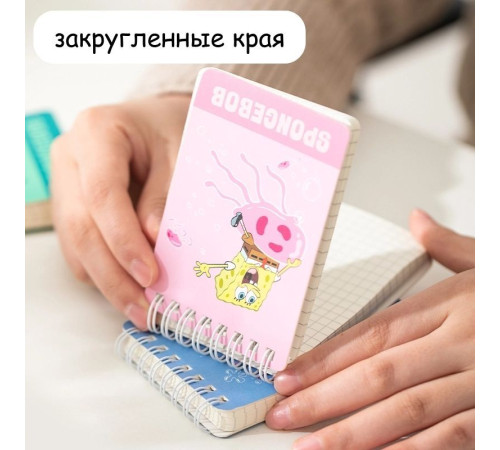Блокнот Deli "SpongeBob" на спирали, А7, 100 листов в клетку