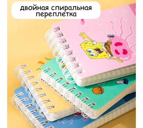 Блокнот Deli "SpongeBob" на спирали, А7, 100 листов в клетку