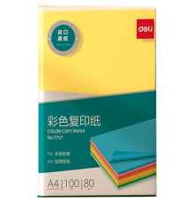 Бумага цветная Deli Intensive, А4, 80 г/кв.м., 100 л., желтая