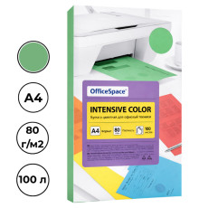 Бумага цветная OfficeSpace Intensive, А4, 80 г/кв.м., 100 л., зеленая