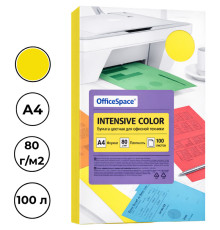 Бумага цветная OfficeSpace Intensive, А4, 80 г/кв.м., 100 л., желтая