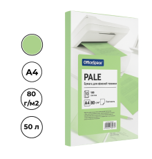 Бумага цветная OfficeSpace Pale, А4, 80 г/кв.м., 50 л., зеленая
