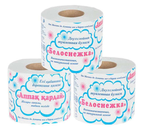 Бумага туалетная Карина "Белоснежка", 2-х слойная, 12 рулонов в упаковке, белая