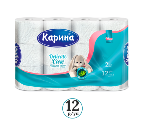 Бумага туалетная "Delicate Care", 2-х слойная, 12 рулонов в упаковке