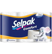 Бумага туалетная Selpak "Comfort", 2-х слойная, 12 шт