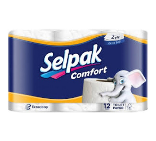 Бумага туалетная Selpak "Comfort", 2-х слойная, 12 шт