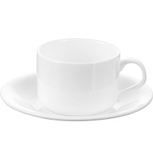 Чашка чайная + блюдце "Wilmax", 160 мл, фарфор, белая