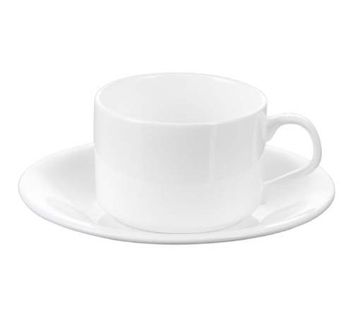Чашка чайная + блюдце "Wilmax", 160 мл, фарфор, белая