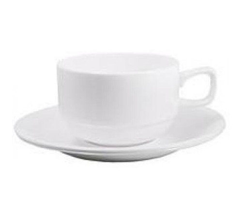 Чашка чайная + блюдце "Wilmax", 220 мл, фарфор, белая