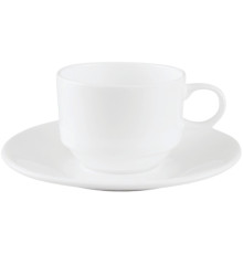 Чашка кофейная + блюдце "Wilmax", 140 мл, фарфор, белая