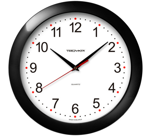 Часы настенные Troyka, круглые, 29х29х3,5, черная рамка