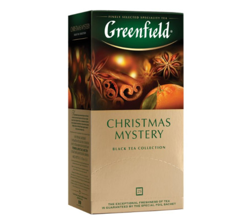 Чай Greenfield Christmas Mystery черный с корицей, 25 пакетиков