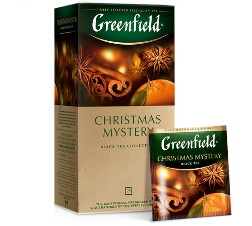 Чай Greenfield Christmas Mystery черный с корицей, 25 пакетиков